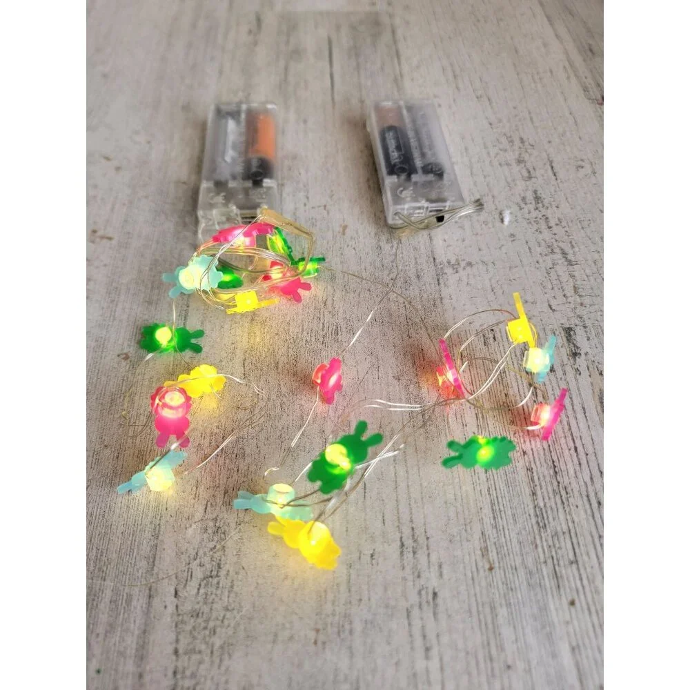 Easter string light mini bunny set spring decor home‎